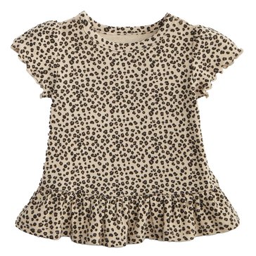 Wanderling Baby Girls' Short Sleeve Leopard Ribbed Tee