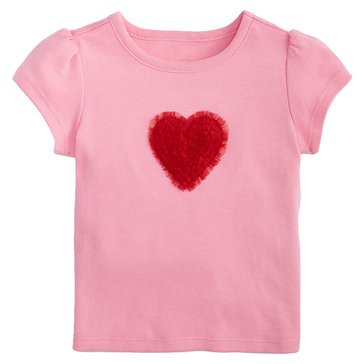 Wanderling Baby Girls' Short Sleeve Chiffon Heart Tee