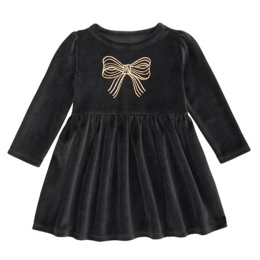 Wanderling Baby Girls' Long Sleeve Velour Glitter Dot Dress