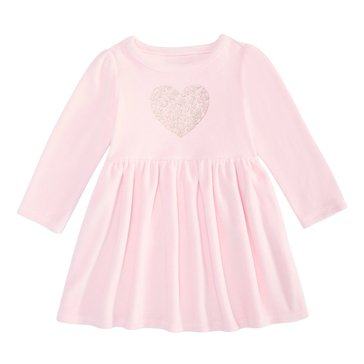 Wanderling Baby Girls' Long Sleeve Velour Floral Heart Dress