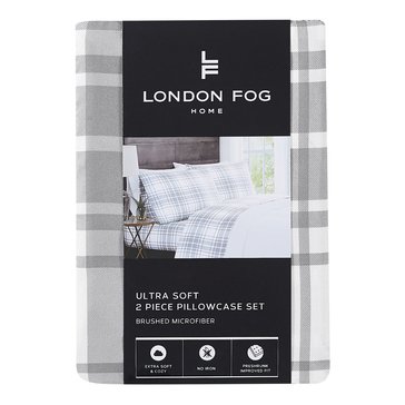 London Fog Gray Plaid Pillow Case