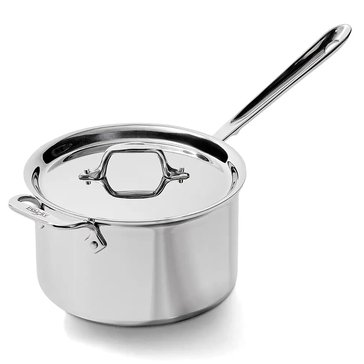All Clad D3 Stainless 3-Ply Bonded Sauce Pan with Lid, 2-Quart
