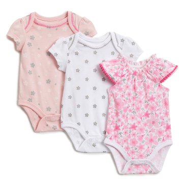 Wanderling Newborn Girls' Short Sleeve Bodysuit Set, 3-Pack