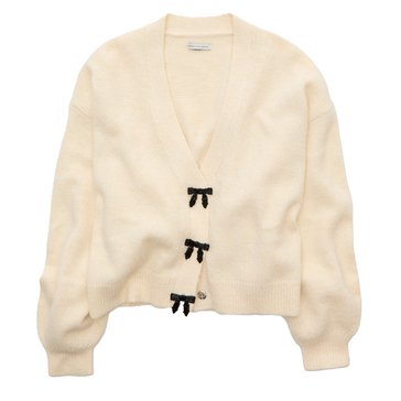 AE Women's Bow V-Neck Cardigan Sweater