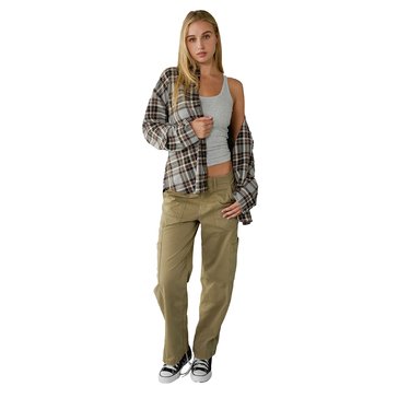 AE Women's Oversized Long-Sleeve Plaid Shirt