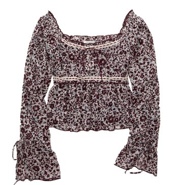 AE Women's Ruched Long-Sleeve Babydoll Shirt