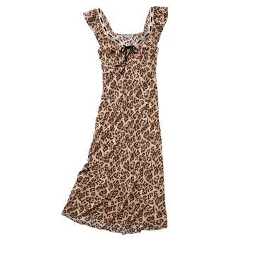 AE Women's Lace Trim Tie-Front Midi Dress