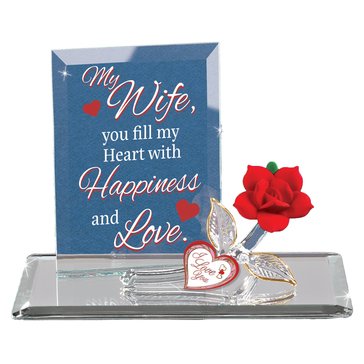 Glass Baron My Wife Happiness and Love Glass Plaque