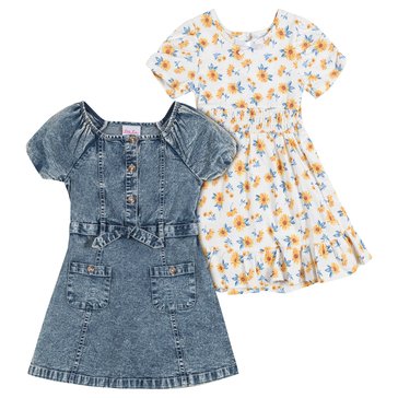 Little Lass Toddler Girls' Square Neck Line Dress Set, 2-Piece
