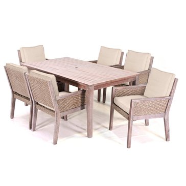 Harbor Home Marina Wicker 7-Piece Dining Set with Umbrella Hole