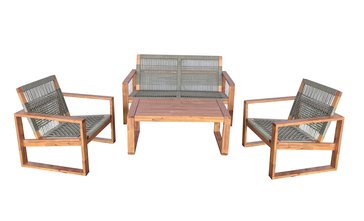 Harbor Home Coastline 4-Piece Rope Weave Sofa Chat Set