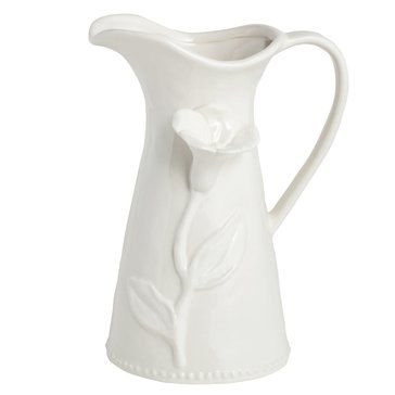 Mud Pie White Flower Pitcher