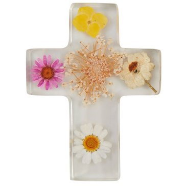 Mud Pie Dried Daisy Flowers Resin Cross