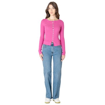 Dex Women's Ribbed Button Front Top