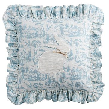 Mud Pie Toile Bunny Square Pillow