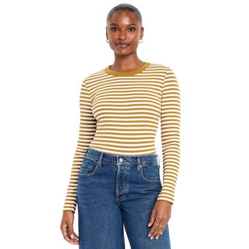 Old Navy Women's Long Sleeve Snug Stripe Crewneck Top