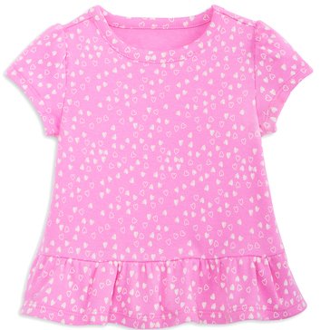 Wanderling Baby Girls' Short Sleeve Mini Hearts Top