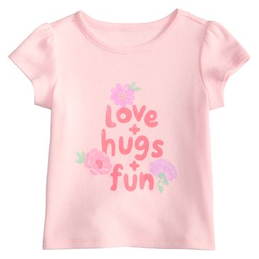 Wanderling Baby Girls' Short Sleeve Love Hugs Fun Top