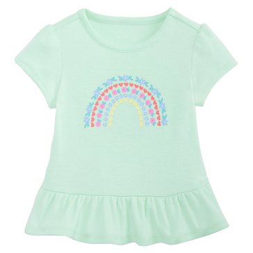 Wanderling Baby Girls' Short Sleeve Rainbow Print Top