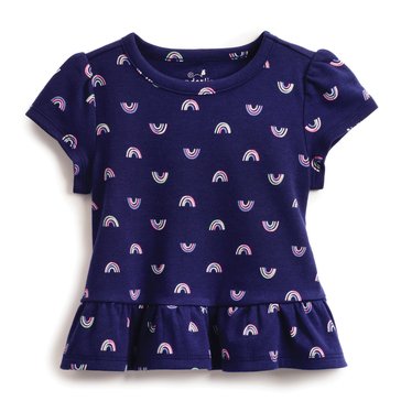 Wanderling Baby Girls' Short Sleeve Mini Rainbow Top