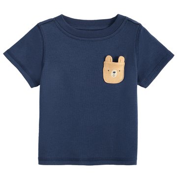 Wanderling Baby Boys' Short Sleeve Bear Pocket Top