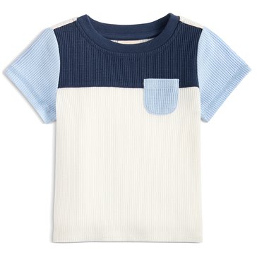 Wanderling Baby Boys' Short Sleeve Waffle Colorblock Top