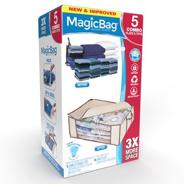 MagicBag Instant Space Saver Storage 5-Piece Combo Large Flats with Tote