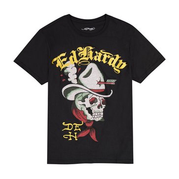 Ed Hardy Men's Rhinestone Cowboy Skull Graphic Tee