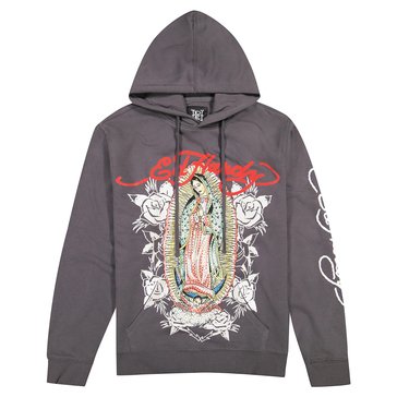 Ed Hardy Men's Rhinestone Mary Hooded Pullover Fleece