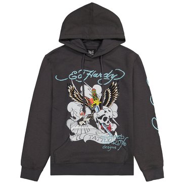 Ed Hardy Men's 77 Eagle Printed Hooded Pullover Fleece