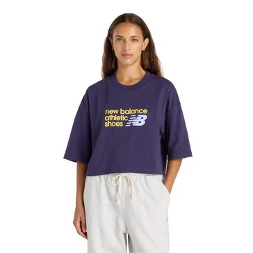 New Balance Women's Athletics Premium Chest Logo Cropped Tee