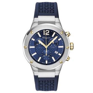 Salvatore Ferregamo Men's F-80 Chrono Guilloche Dial Silicone Strap Watch