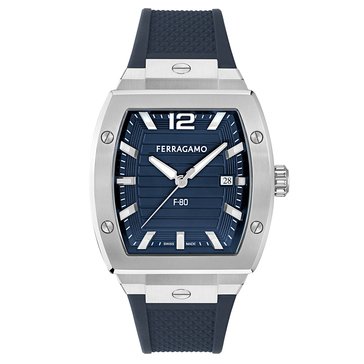 Salvatore Ferragamo Men's F-80 Tonneau Guilloche Dial Strap Watch