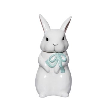 Transpac Ceramic Bunny with Bow Cookie Jar