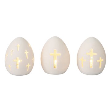 Transpac Ceramic LED Cross Easter Egg