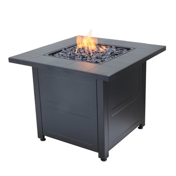 Endless Summer LP Gas Outdoor Fire Pit With Ceramic Tile Mantel With Steel Trim