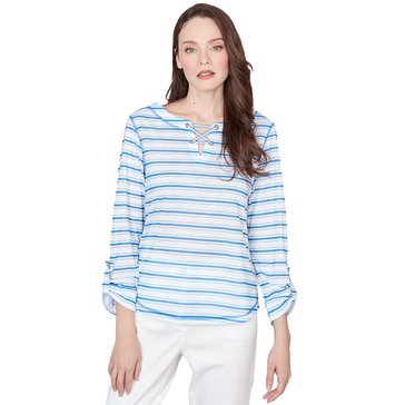 Hearts of Palm Women's Linen Stripe Slub Top