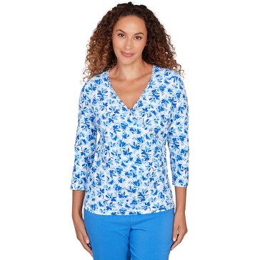 Hearts of Palm Women's Falling Floral Surplice Top
