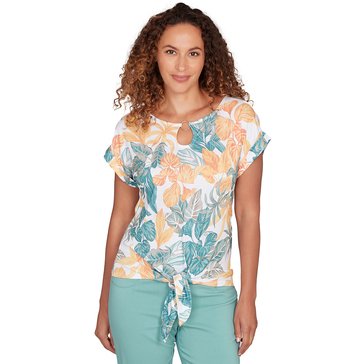 Hearts of Palm Women's Botanical Bonanza Crinkle Tie Front Top