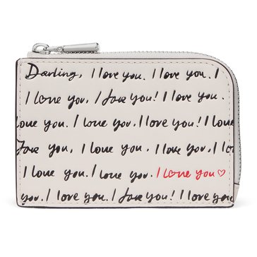 Kate Spade New York Mini I Love You Script Embossed Leather Mini Zip Card Case