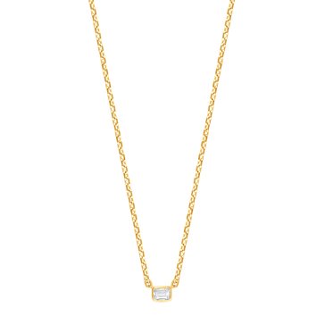 1/10 cttw Lab Grown Diamond Emerald Cut Bezel Necklace