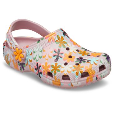 Crocs Big Girls' Classic Graphic Flowers Clog