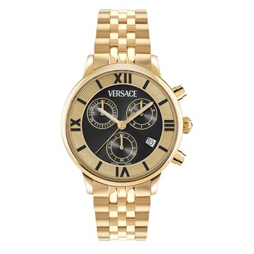 Versace Women's Classic Round Chrono Guilloche Dial Bracelet Watch
