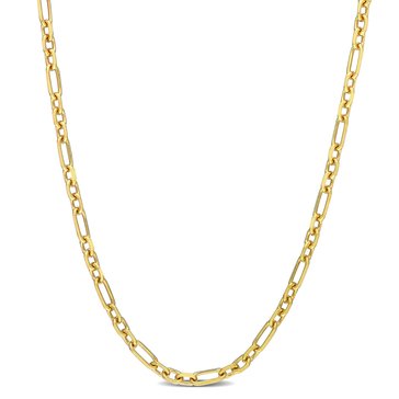 Sofia B. 18K Plated Sterling Silver 3mm Diamond Cut Figaro Chain Necklace