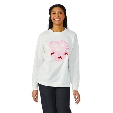 No Comment Women's Puff Print Crew Neck with Bow Hair Clip