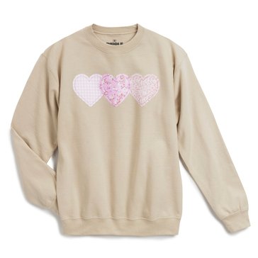 Ripple Junction Women's Patterned Hearts Crewneck Fleece
