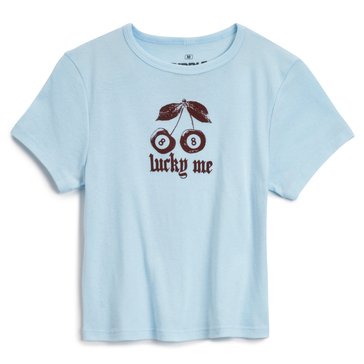 Ripple Junction Women's Lucky Me 8 Ball Cherries Baby Rib Crew Tee