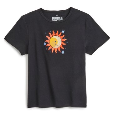Ripple Junction Women's Sun and Moon Baby Rib Crew Tee