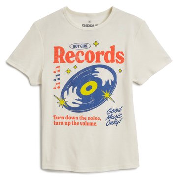 Ripple Junction Women's Hot Girl Records Baby Rib Crew Tee