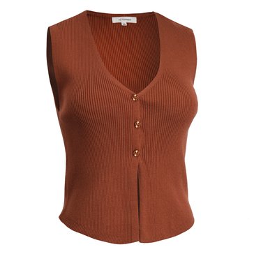 No Comment Women's Sleeveless V-Neck Rib Vest